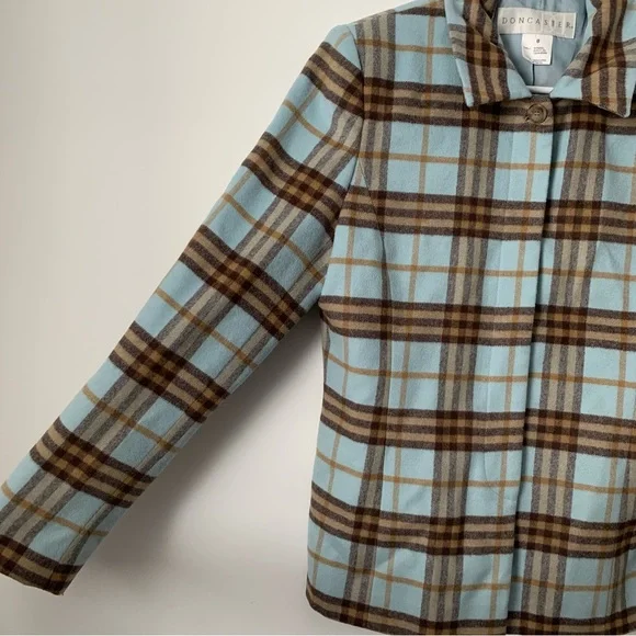 Vintage Doncaster Wool Angora Blend Blue and Brown Plaid Jacket - Picture 10 of 15